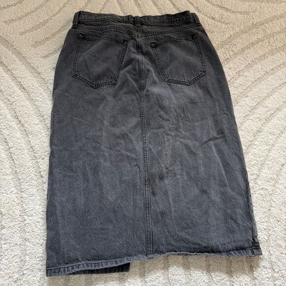 Abercrombie & Fitch High Rise Black Denim Midi Skirt - Picture 6 of 9